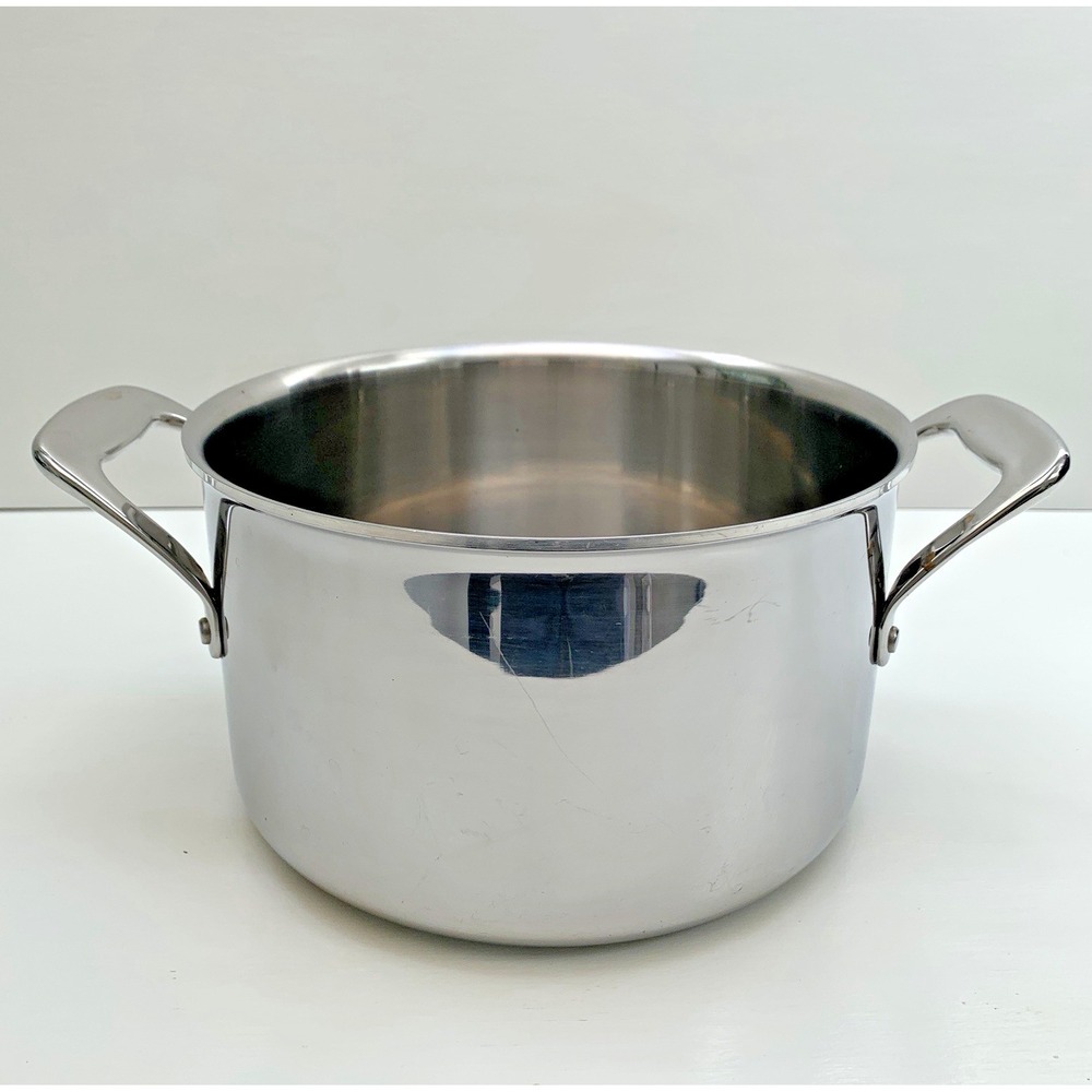Pampered Chef Stainless Steel 4 Qt Sauce Pan Stock Pot No Lid 8" Diameter